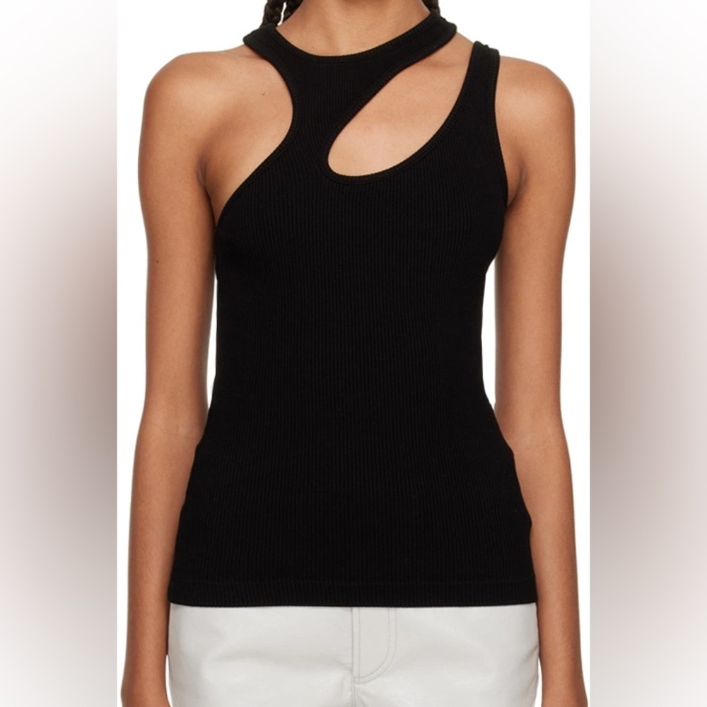 Athena Asymmetrical Black Tank